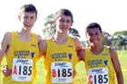 LIverpool Harriers winners of the under-17s, from left to right: M. Wiglesworth, Damniel Jarvis and M. Stirling Northern Cross Country Relay, Graves Park, Sheffield.